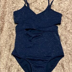 Art Class Blue Metallic One Piece Swimsuit with Spaghetti Straps